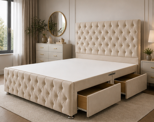 Luxury Upholstered King Size Divan Bed Frame – Soft & Durable