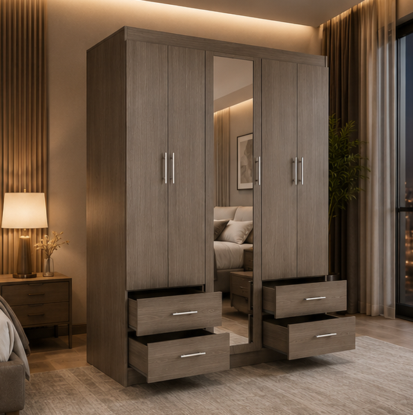 5 Door Wooden Wardrobe - 5 Door Wardrobe with 4 Drawers