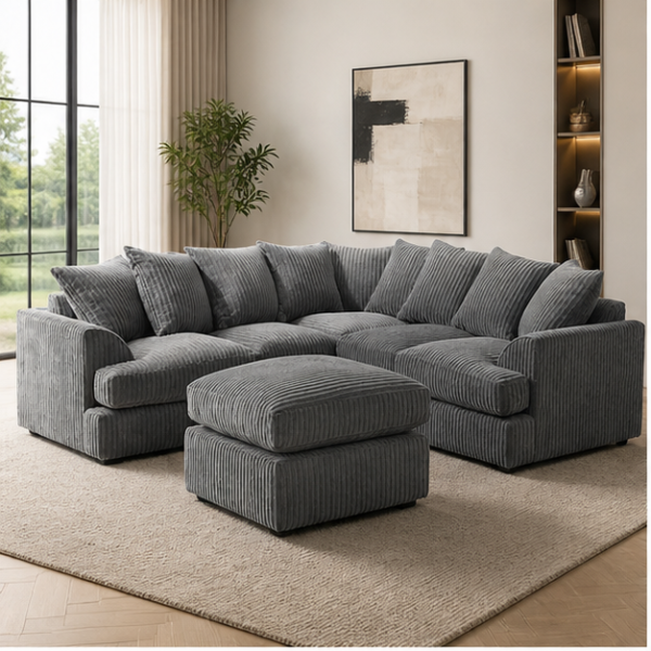 Dylan Corner Sofa – Luxury Comfort & Style - Modern Fabric Dylan 5 Seater Corner Sofa – Comfortable Seating