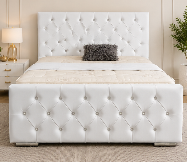 White Florida Double Bed with Luxury Design - Elegant Florida Bed Frame for Modern Interiors