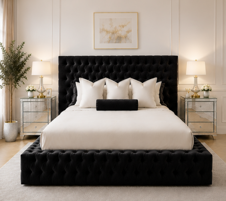 King Size Bed - Premium King Size Bed - Ambassador Velvet King Size Bed Frame