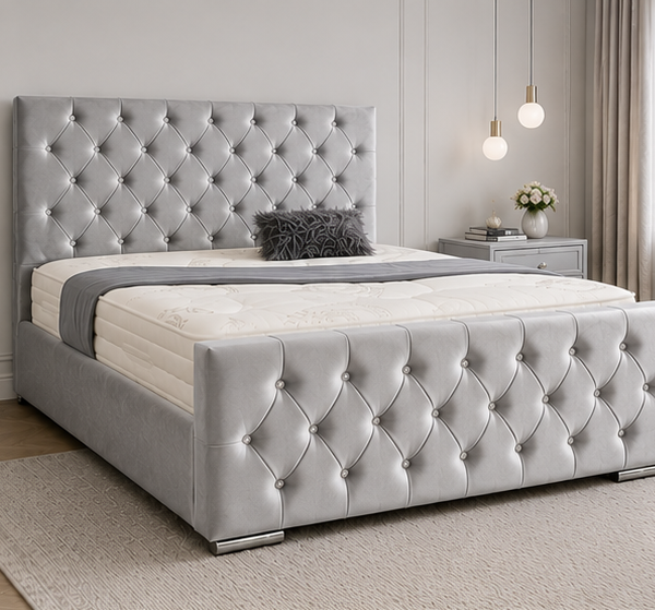 Super King Size Grey Bed Frame - Super King Size Bed for Elegant Bedrooms - Florida Wooden Super King Size Bed with Modern Style