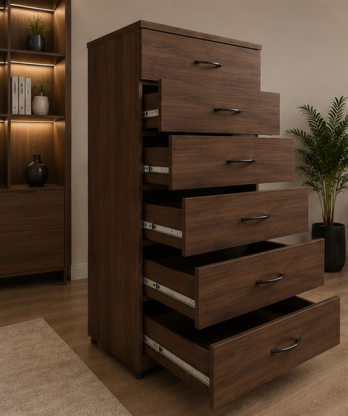 Modern Wide 6 Drawer Cabinet – Premium Wooden 6 Drawer Chest