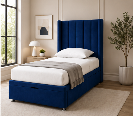Premium Bedroom Panel Bed - Winged Headboard Comfort Bed