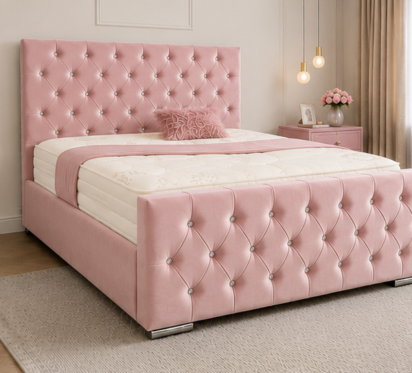 Super King Size Pink Bed Frame - Florida Super King Size Bed with Modern Style