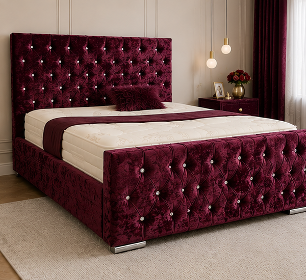 Premium Aubergine colour King Size Bed Frame - Modern King Size Bed Fram