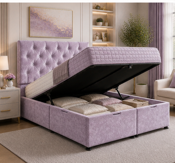 King Size Ottoman Bed with Lift-Up Storage Base