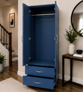 Wardrobe with Two Drawers - Premium Two Door Wardrobe with Two Drawers
