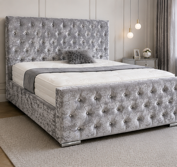 Florida Grey King Size Bed with Luxury Design - Premium Florida King Size Bed with Comfort Design
