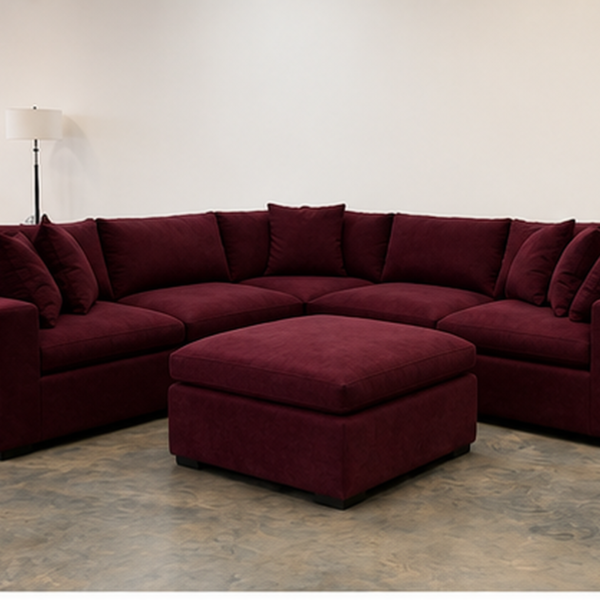 Dylan 5-Seater Modern Corner Sofa - Burgundy Color
