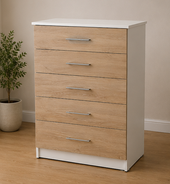 Chest of Five Drawers - Elegant 5 Storage Chest - Spacious Bedroom Chest