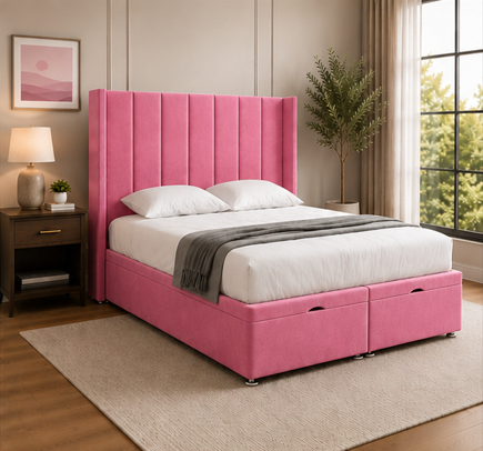Premium Winged Panel Bed Design - Winged Headboard Double Bed