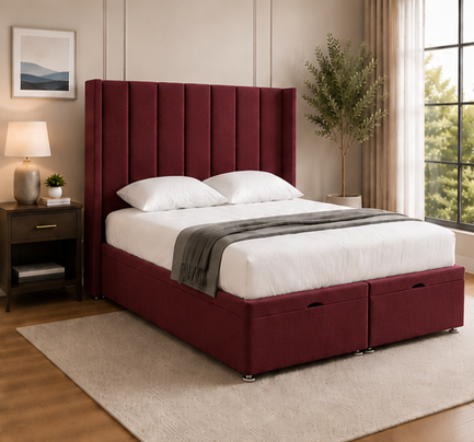 Soft Upholstered Winged Double Bed - Premium Panel Double Bed