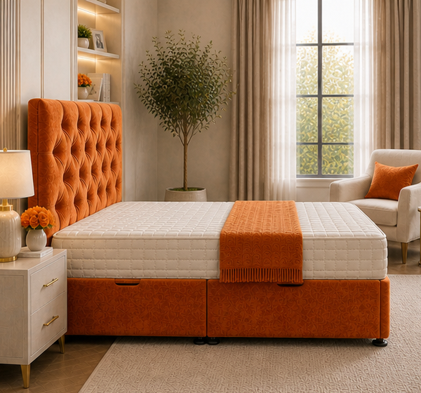 Plush Upholstered Super King Ottoman Bed