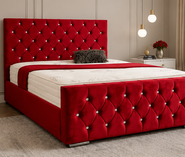 Red Florida Bed King Size Frame - Super King Size - Luxury Red King Size  Bed