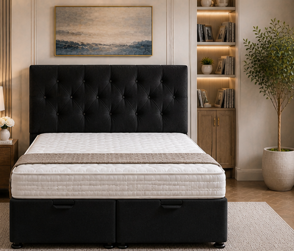 Super King Ottoman Bed with Gas Lift Storage