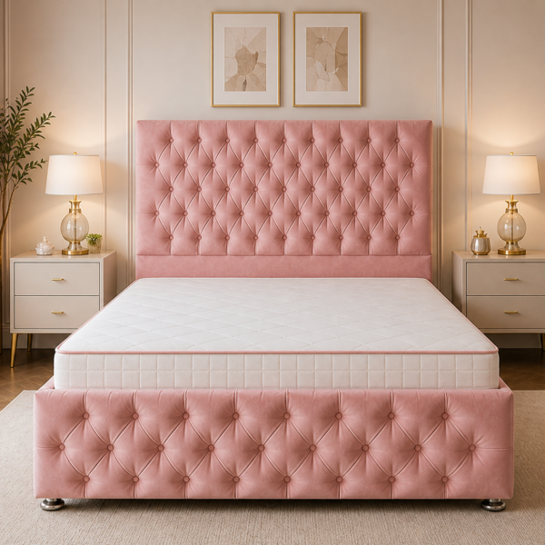 Luxury Upholstered Double Divan Bed Frame – Soft & Durable