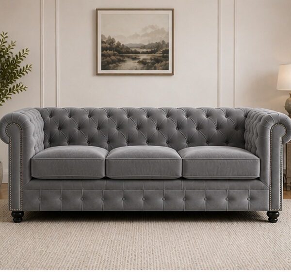 Nicole Velvet 3 Seater Sofa - Nicole Premium 3 Seater Sofa