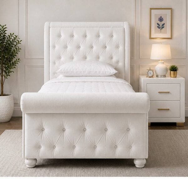 Sleigh Single Bed with Headboard & Footboard
