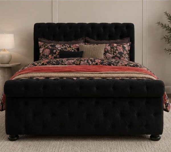 Sleigh King Size Bed with Headboard & Footboard