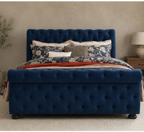Modern Sleigh King Size Bed – Stylish Curved Frame