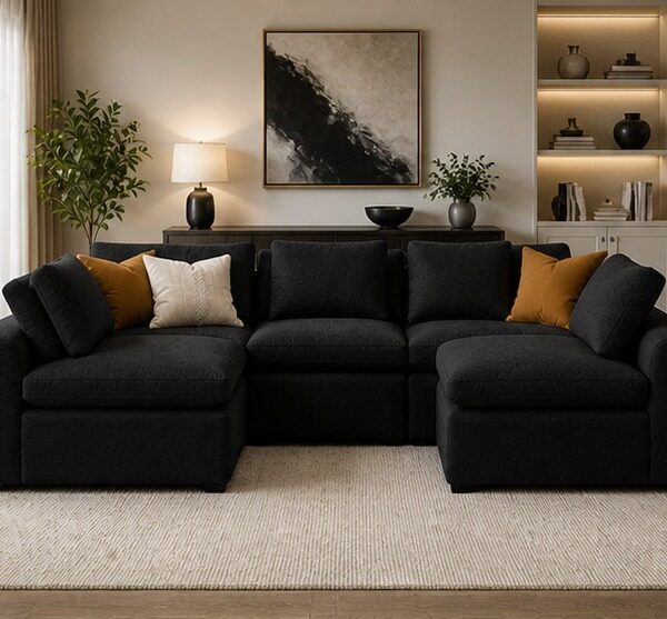 Black Sofa U Shape