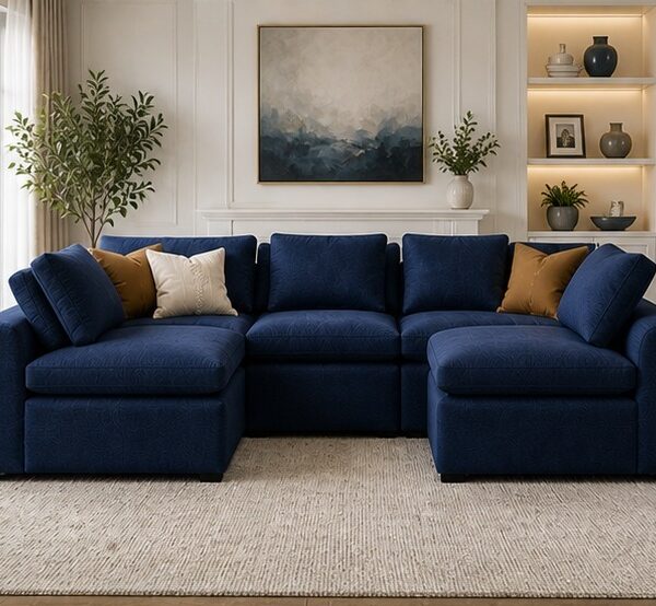 U Shape Sofa Fullback Plush Velvet
