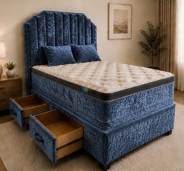 Divan Bed - King Size Divan Bed with Velvet