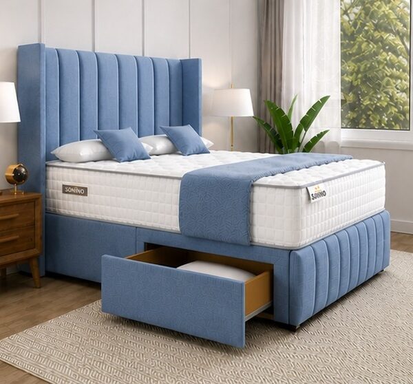 Luxury Fabric Double Divan Bed - Divan Bed with Storage