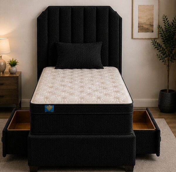 Single Divan Bed Base with Storage Features - Bedroom Single Divan Bed with Drawers