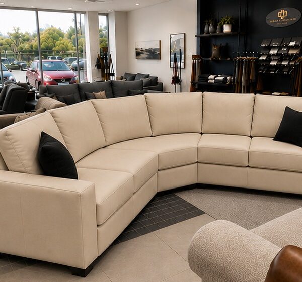 Dylan Modern Curved Corner 5 Seater Leather Sofa – Contemporary Luxury Living Room Couch