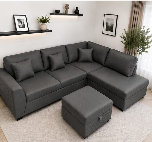 Dylan Premium Leather Family Sofa – Modern 4-Seater Couch