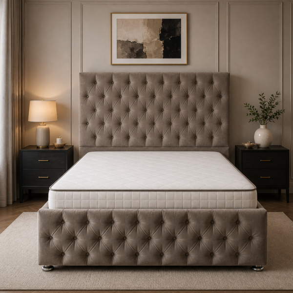 Upholstered Double Divan Bed Frame – Luxury & Comfortable Design