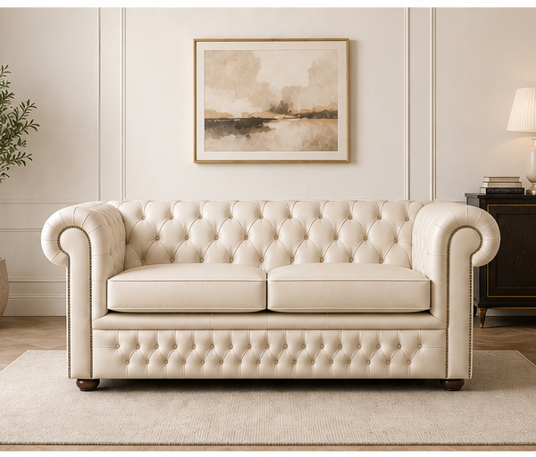Chesterfield Lounge Sofa – Timeless British Design with cream colors sofa