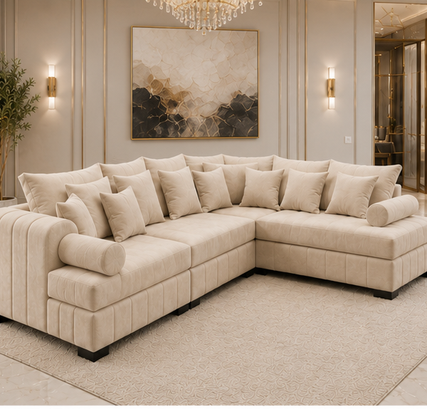 Lilly Contemporary Luxury Sofa Set Perfect for Family Rooms and Lounges with beige colours