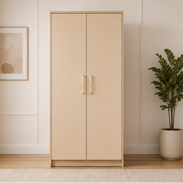 Premium Quality 2 Door Wardrobe – Organize in Style with beige colors