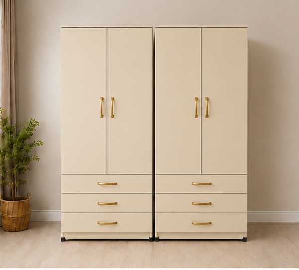 Contemporary Home Furniture 4 Door Wardrobe with beige colors