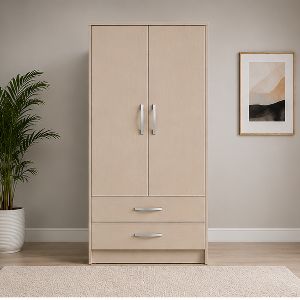 Modern Storage 2 door Wardrobe for Clothes Organization  with beige colors