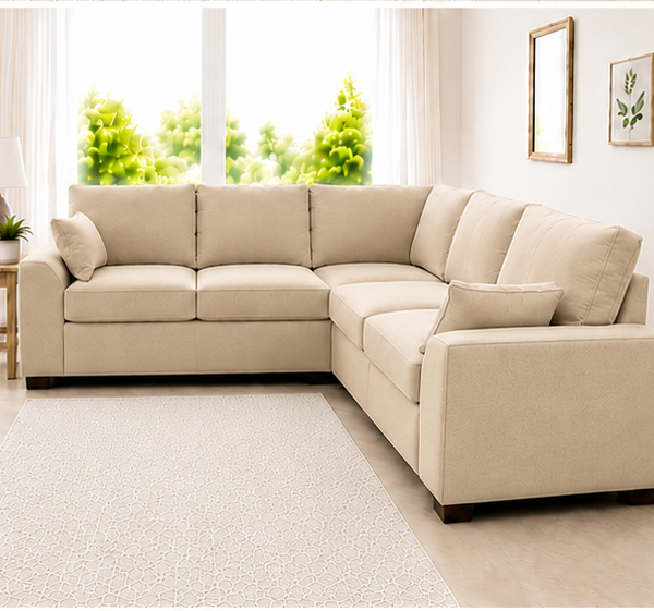 Dylan 5-Seater L-Shaped Corner Sofa – Beige Fabric Sectional Couch