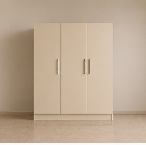 Premium Bedroom Beige Color Wardrobe with 3 Doors | Spacious, Durable, and Stylish Storage