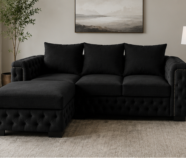 Noir Haven Chaise Lounge - Eclipse Luxe Sectional Sofa