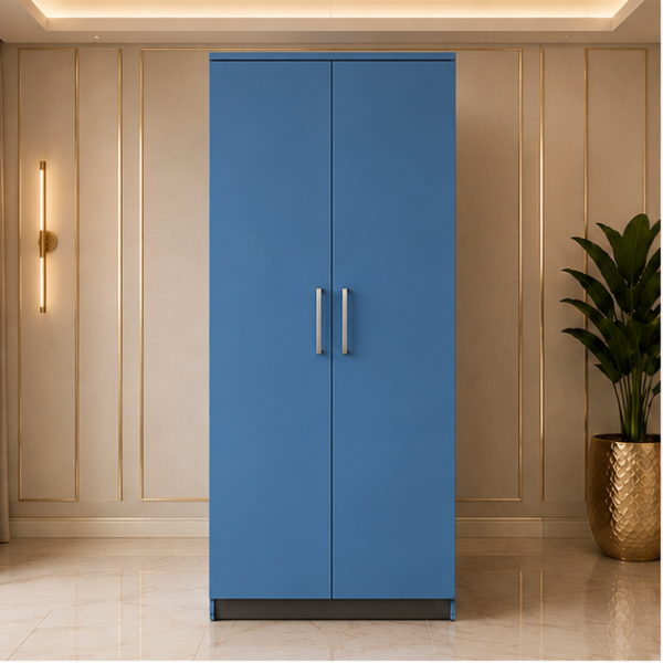 Blue Wooden 2 Door Wardrobe for Bedroom Storage