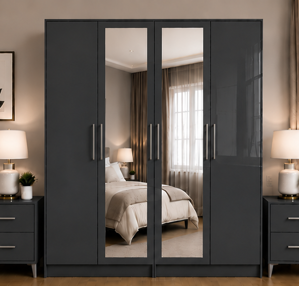 Modern Furniture 4 Door Wardrobe with Mirrors