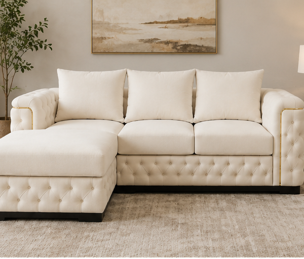 Pearl Haven Sectional Sofa - Snowfall Luxe Chaise Lounge
