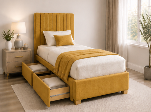 Modern Single Divan Bed with Drawers - Single Bed