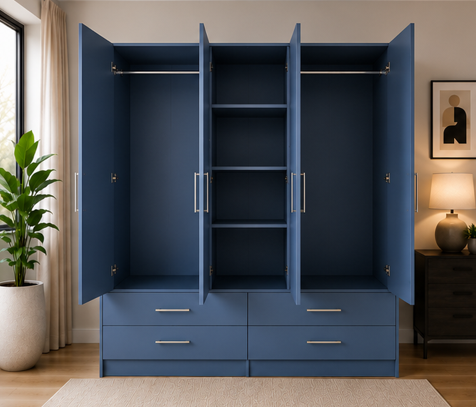 Large Capacity Wardrobe – 4 Door Wardrobe with 2 or 4 Drawers