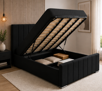 Luxury Ottoman King Size Bed with Storage