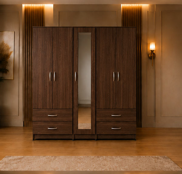 Premium 5 Door Bedroom Wardrobe with Mirror & Drawer Storage