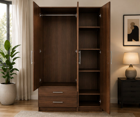 Practical Storage Solution - 3 Door Wardrobe with 2 Drawers – Premium Bedroom Organizer