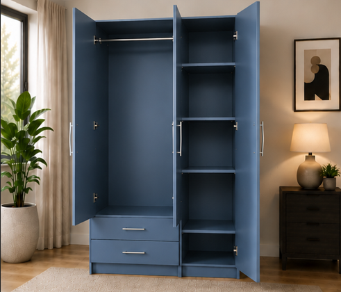 Large Storage Wardrobe - 3 Door Wardrobe with  Drawers